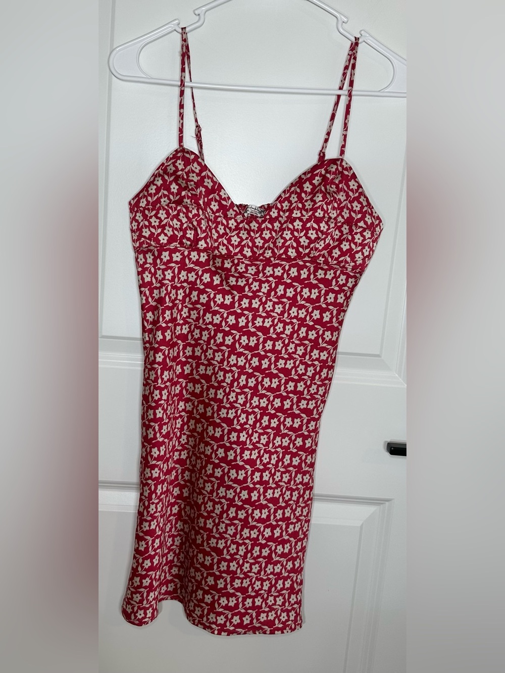 Free People Red Floral Spaghetti Strap Slip